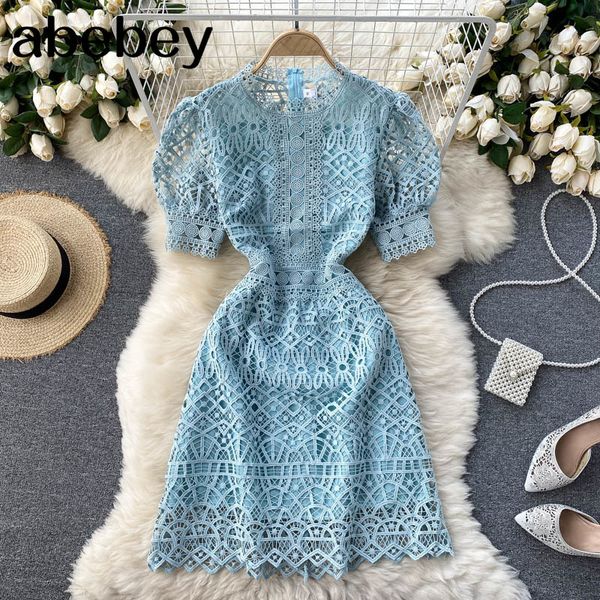 

women retro solid dress design lace short sleeve a-line summer casual streetwear midi 210512, Black;gray