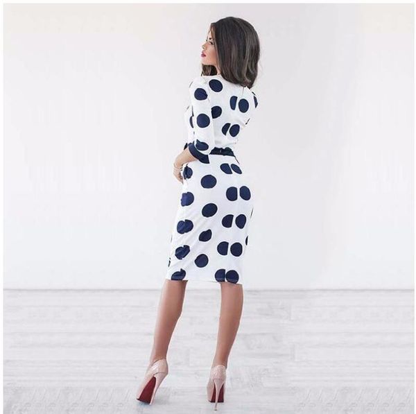 

casual dresses for women party fashion wave point printing slender waist slim knee-length spring/autumn package hip one-step skirt, Black;gray