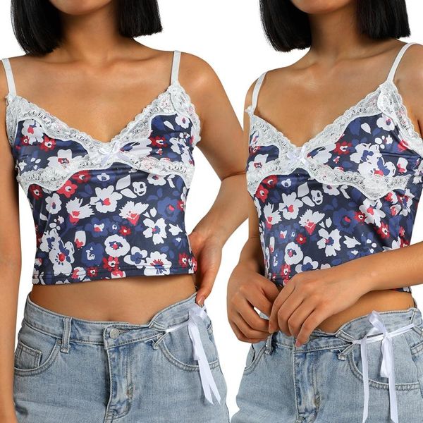 

women's tanks & camis ladies summer midriff-baring camisole, girls zebra print/floral/stripe printing v-neck lace edge sleeveless slim, White