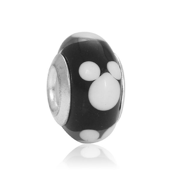 

new arrival 20pcs murano glass sterling silver diy loose bead love heart charms jewelry marking charm fit pandora european style bracelet ne, Black