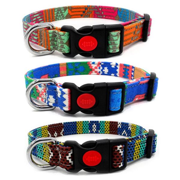 

durable dog collar canvas soft bohemian colorful pet leash set puppy cats small large accessories pulldog collars & leashes