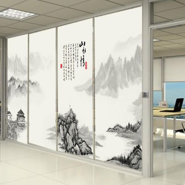 

window stickers customized chinese style opaque insulation sunscreen glass decorative sliding door and paper
