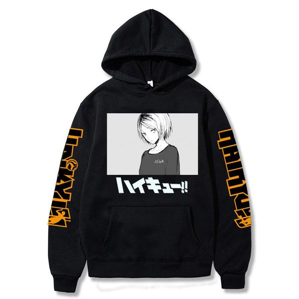 

men's hoodies & sweatshirts japanese anime haikyuu hinata shoyo karasuno high school men volleyball coat sweatshirt pullover harajuku, Black