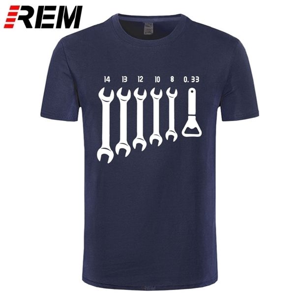 REM Vite Chiave Apri Meccanico T-shirt da uomo Car Fix Engineer Cotton Tee Manica corta Divertente T-shirt Top Abbigliamento da uomo 210716