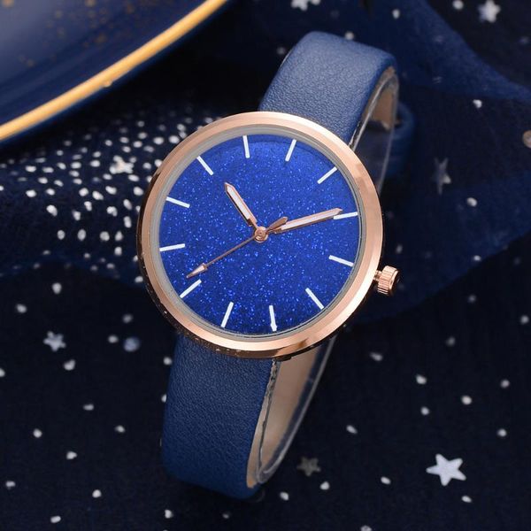 

wristwatches fashion leather strap wrist watches women's blue style casual quartz analog gift present, Slivery;brown