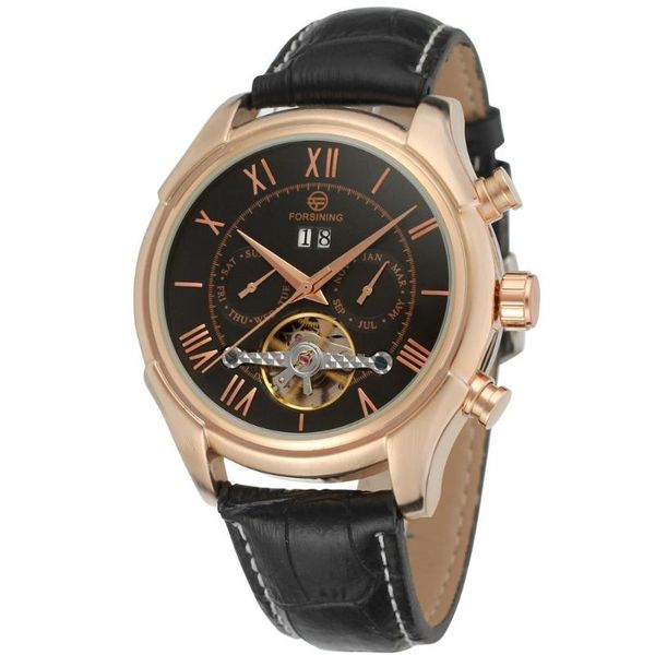 

wristwatches forsining men watches tourbillon wristwatch gold watch military automatic relogio masculino, Slivery;brown
