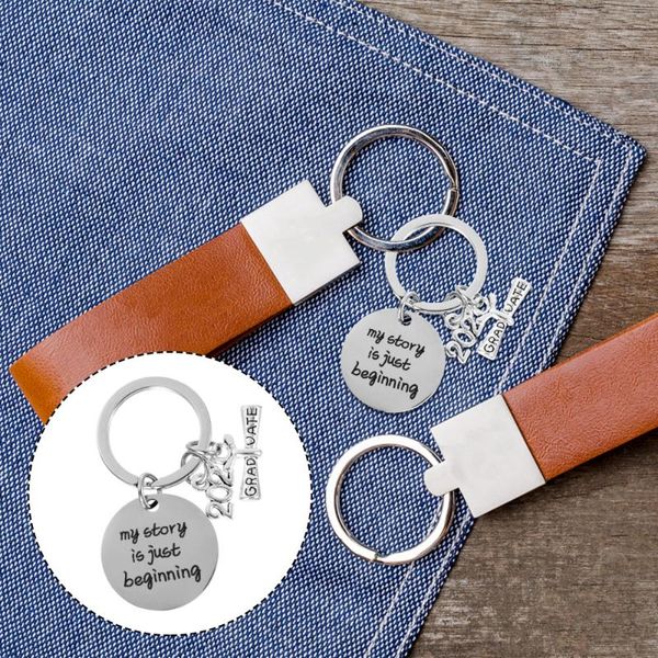

party favor 3pcs stainless steel gift key chains graduation ring pendants bag