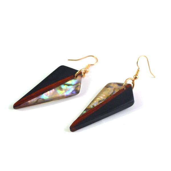 

dangle & chandelier natural abalone shell earrings, combined with ancient wood jewelry, women specially wear gifts, Silver