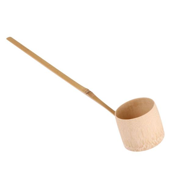 

spoons 1pc long handle bamboo spoon japanese tea water dipper wood