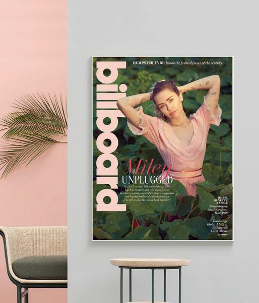

paintings miley cyrus billboard music canvas poster hip hop rapper star wall painting decoration (no frame)