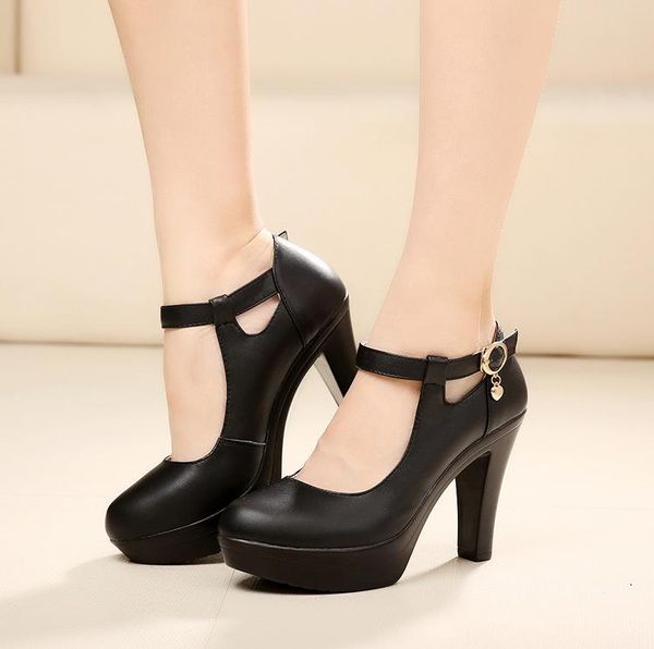 

dress shoes 2021 autumn women's elegant super high heel single thick with waterproof platform heels black work