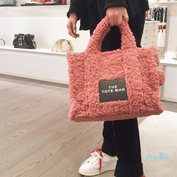 

classic evening bags brand designer faux fur tote handbags for women winter shopper ladies shoulder bag plush female handle 2021 luxury