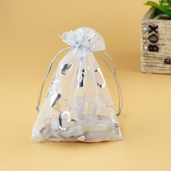 

gift wrap 100pcs 7x9cm 9x12cm 10x15cm, 13x18cm 15x20cm transparent organza bag bronzing heart hearts pearl candy box