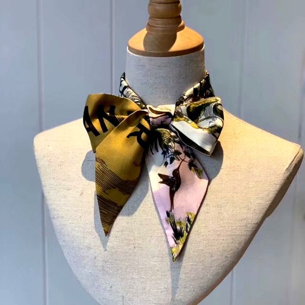 

b01di - famous brand designer bag scarf,4colors women's silk scraves,100% grade silk headband can for handbags , size 6*105 cm ., Blue;gray