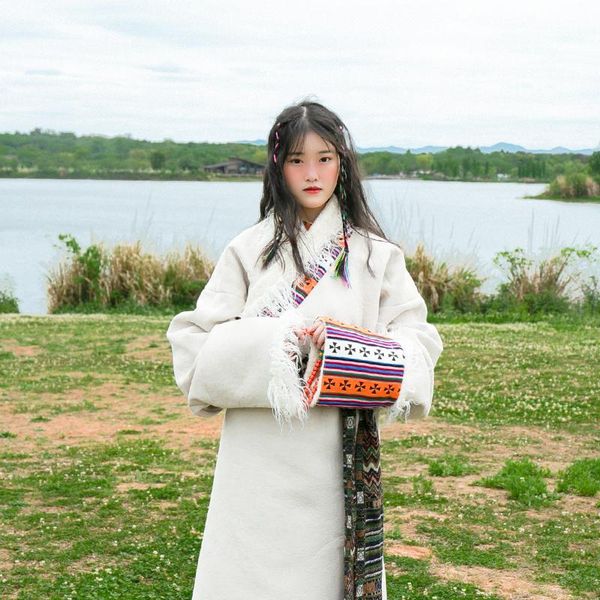 

women's jackets bangji meiduo tibetan robe 2021 winter plush warm suit clothes spring and autumn, Black;brown