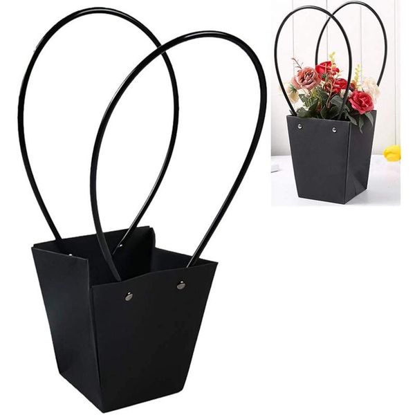 

pcs kraft paper flower bags with handle,waterproof gift party bag box eco-friendly wrap
