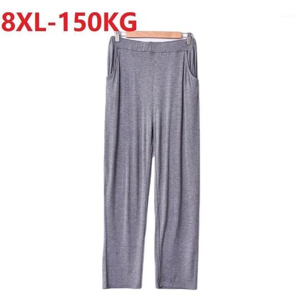 

spring summer men sleep bottoms sets modal home wear plus size 7xl 8xl soft breathable comfortable pants loose men's sleepwear, Black;brown