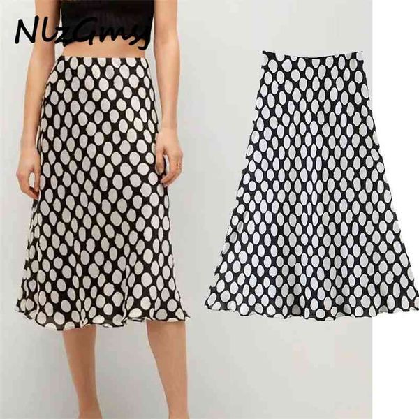 

long skirt round print vintage high waist midi summer skirt with lining elegant female 05 210628, Black