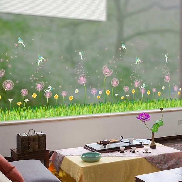 

wall stickers dandelion baseboard sticker diy flower plants decals for living room kitchen glass window decoration