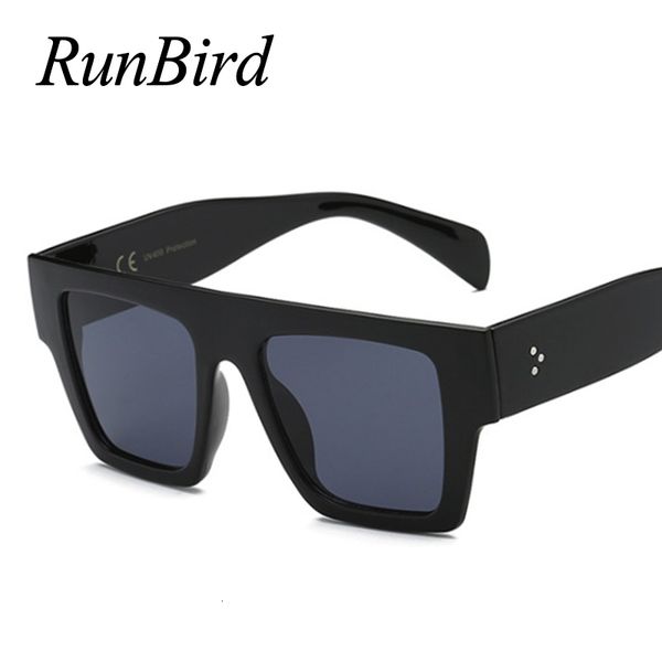 

designer sunglasses runbird flat oversize square women brand decoration gradient shades black red for men 5357, White;black