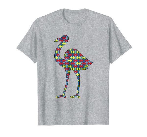 

flamingo autism awareness kids bird puzzle day mom gift t-shirt, White;black