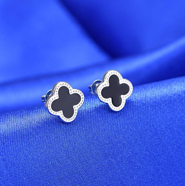 

earrings fashion european and korean fashion happy black rose gold clover temperament simple earrings generation, Golden