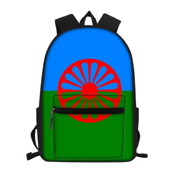

school bags canvas for boys girls fashion romany roma travellers flags print waterproof schoolbag bookbag students large satchel