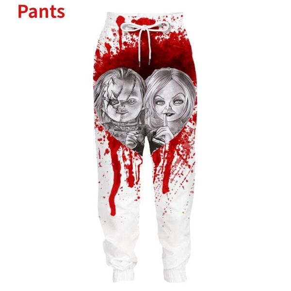 

men's pants 3d printing bride of chucky causal fashion men women tracksuits crewneck hip hop plus size s-7xl streetwear, Black