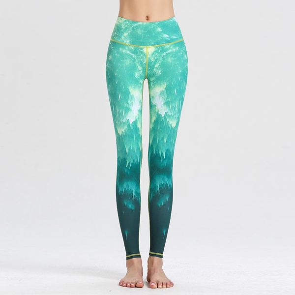 

women's leggings sports cotton printed high waist, Black