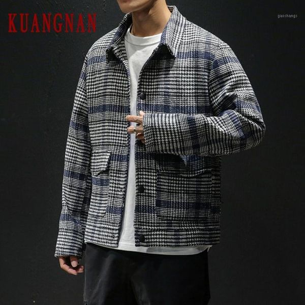 

men's jackets kuangnan vintage jacket men coat bomber japanese streetwear 2021 autumn 5xl1, Black;brown