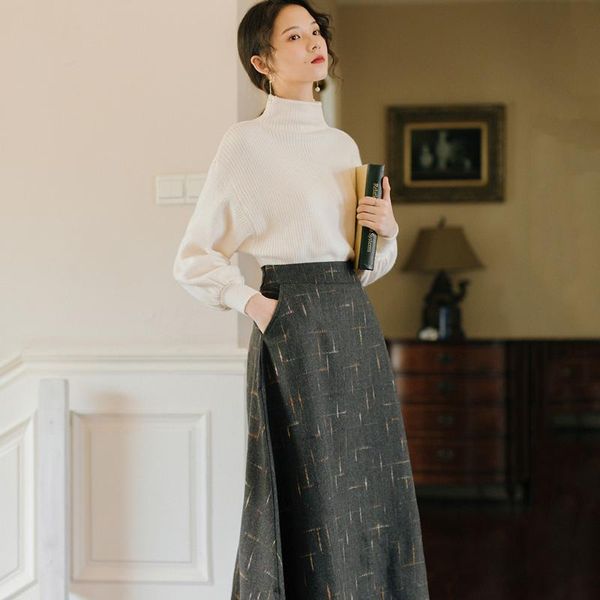 

women's tracksuits office ladies elegant two piece sets sweet knit sweater woolen skirt two-piece suit korean style women winter fashio, Gray