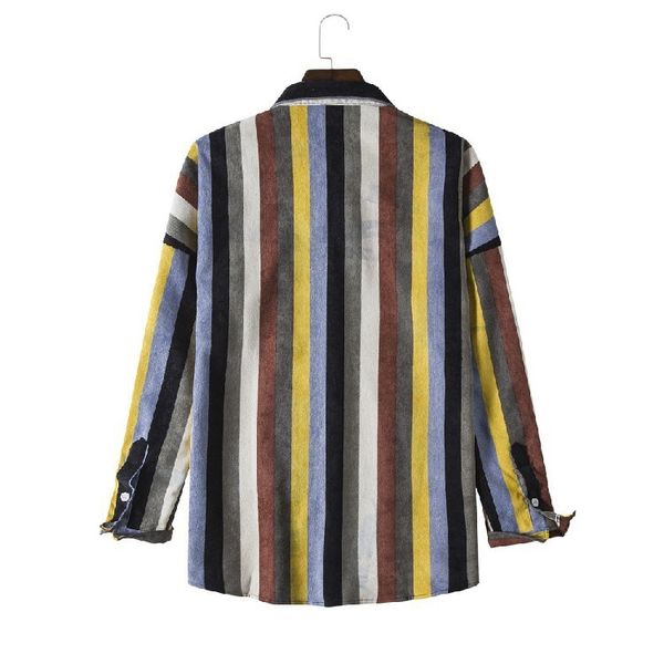 

boutique fashion shirt 2021 autumn corduroy men's collar long sleeve ethnic style, White;black