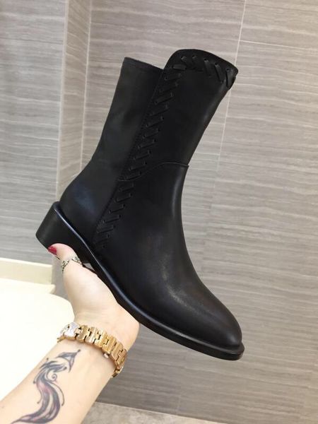

2021 lady ankle boots autumn winter shoes leather ladies woman knee boot 1, Black