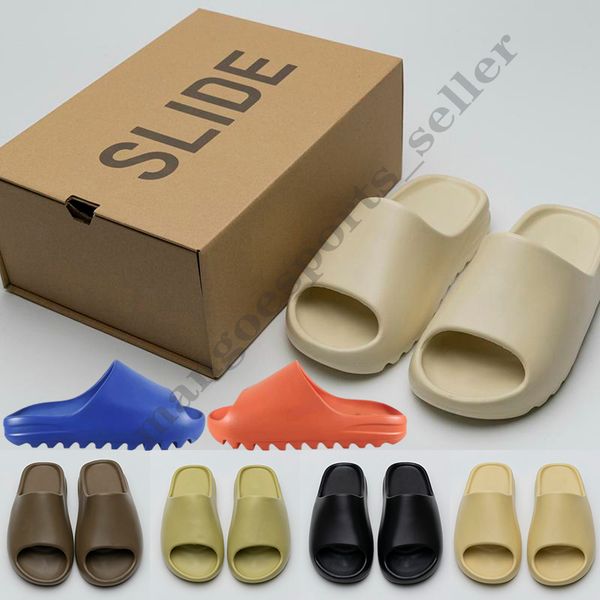 

knaye men women slides bone white rubber slippers graffiti resin desert sand blue orange summer sandals brown flat beach foam slipper, Black