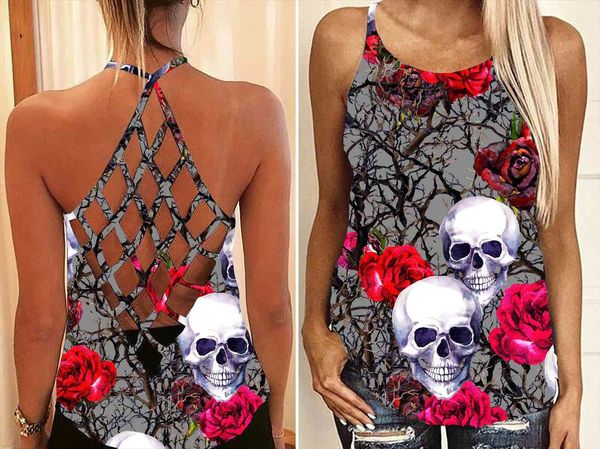

21 styles cross hollow out women tanks camisole fashion sleeveless t shirt summer vest beach night club print, White