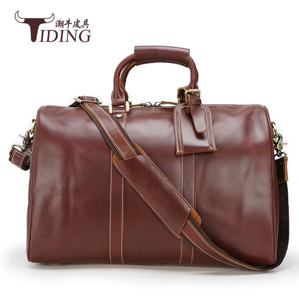 

leather portable travel bag men's large capacity luggage business