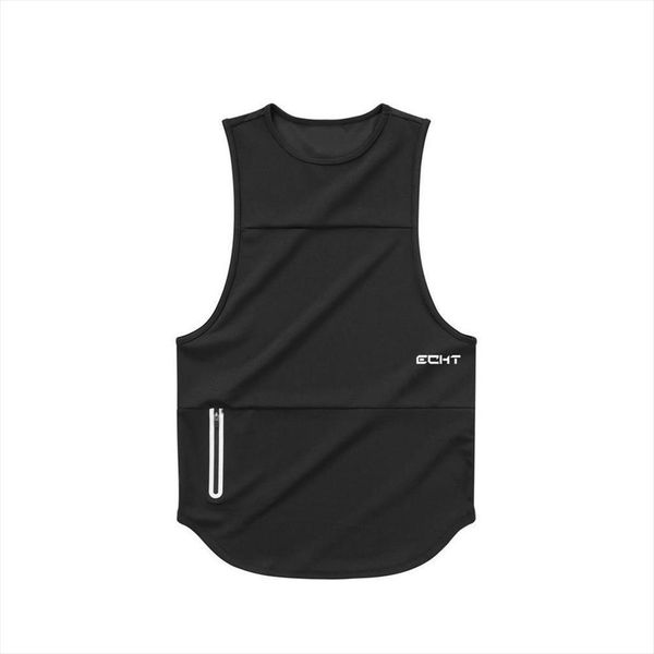 

summer men gym vest mens outdoor exercise quick dry breathable loose sleeveless zipper hidden pocket, White;black