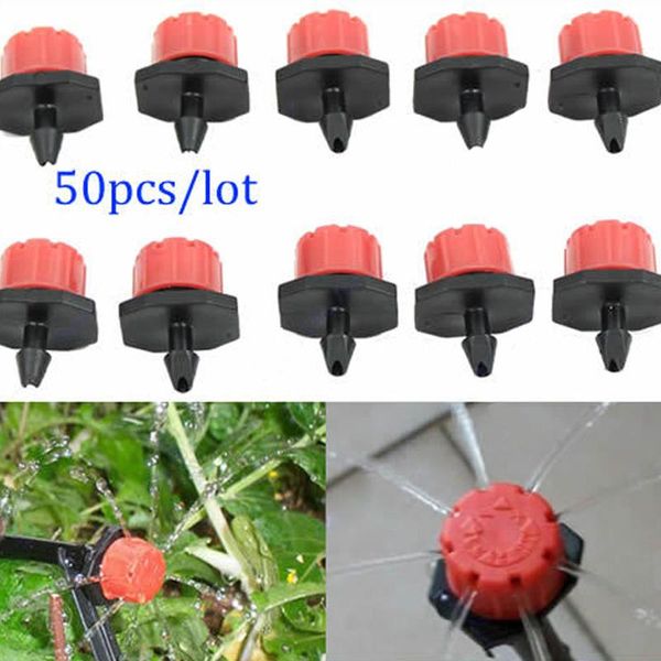 

50xadjustable micro drip irrigation watering emitter dripper sprinkler heads set equipments