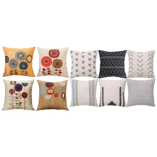 

pillow case 10pcs geometric decorative cotton sofa square cushion cover, 45 x cm