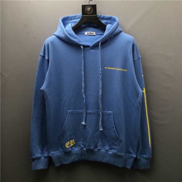 

21 autumn and winter tide brand new net red ins super fire letter cross print hooded sweater couple loose coat, Black