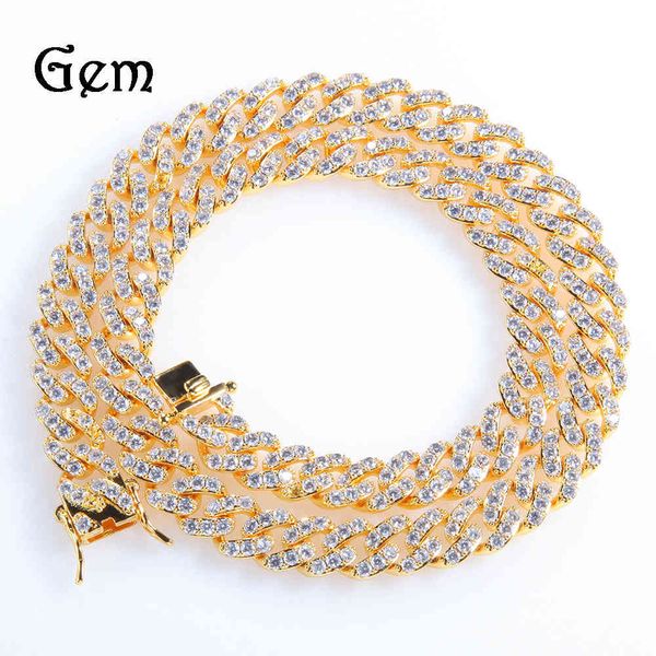 

diamond zircon 18k row jewelry hip hop 9mm cuban necklace for men and women, Black