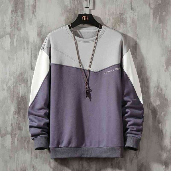 

striped color sweatshirt men's hoodies spring autumn hoody casual streetwear clothes 210706, Black