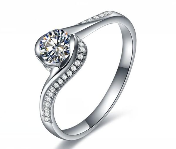 

cluster rings allure 0.5ct round cut diamond sterling silver 925 ring never fade unforgettable jewelry gift for love, Golden;silver