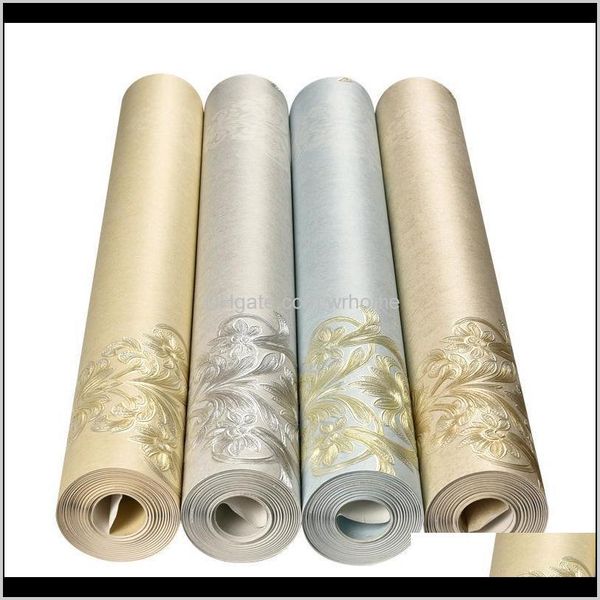 D￩cor Gardenroll Wallpaper Fine Goffrato Soggiorno Camera da letto 3D Semplice stile europeo Non tessuto Decorazione domestica U134 Sfondi Drop Deliv