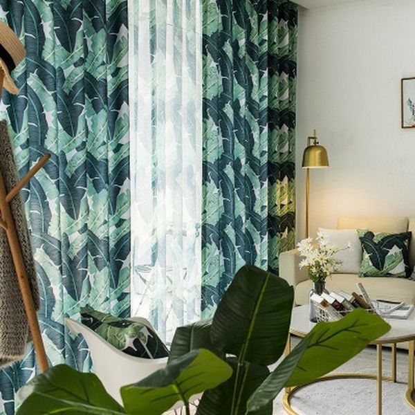 

curtain & drapes nordic wind curtains for living dining room bedroom ins tropical rainforest leaf plant floating finished product customizat