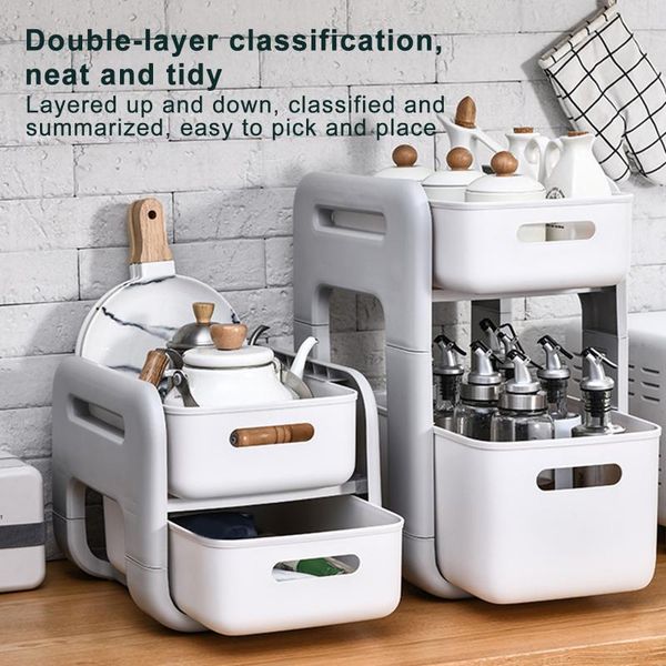 

tiers kitchen storage shelf cabinet narrow gap under sink organizer box convenient bathroom stand makeup spices rack & organization