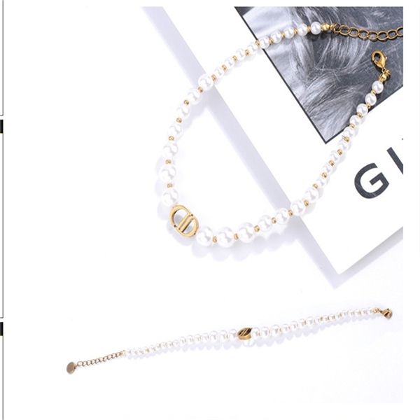 

luxury designer jewelry imitation pearl necklace bracelet setq, Silver