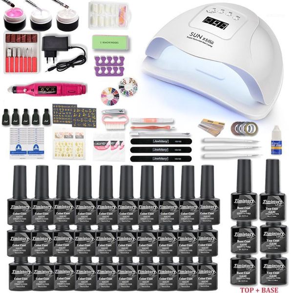 

manicure set with 80w/54w uv led lamp dryer and 20000rpm electric machine gel nail polish kit art tools1