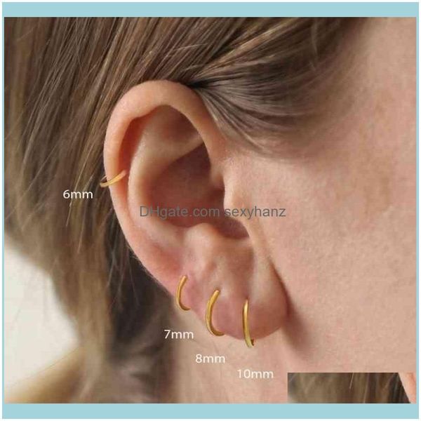 

charm jewelrytiny thin 925 sterling sier hie hoops dainty hoop earrings for women simple gold round circle ear bone buckle fine jewelry drop, Golden