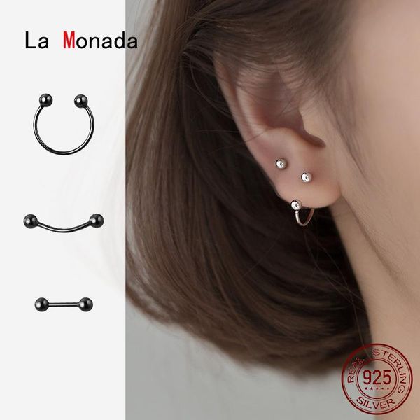 

stud la monada women earrings 925 silver original korean sets small female jewelry real minimalist, Golden;silver